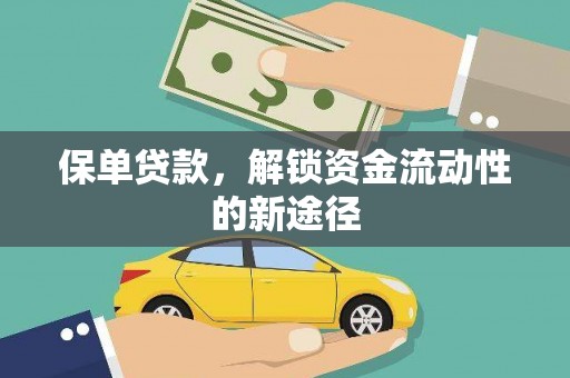 南票保单贷款，解锁资金流动性的新途径