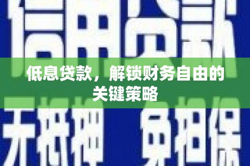 南票低息贷款，解锁财务自由的关键策略