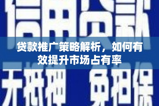 南票贷款推广策略解析，如何有效提升市场占有率