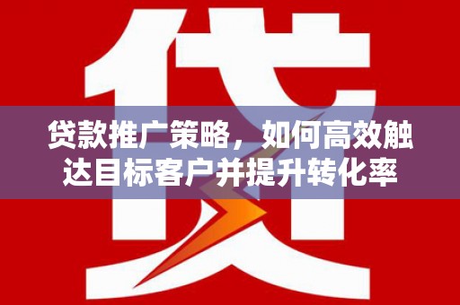 南票贷款推广策略，如何高效触达目标客户并提升转化率
