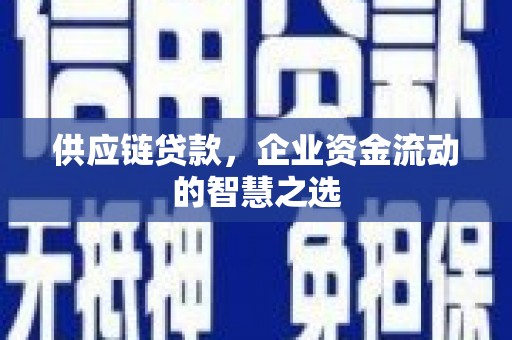南票供应链贷款，企业资金流动的智慧之选