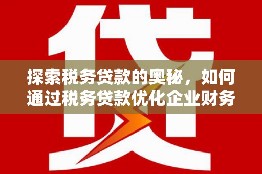 南票探索税务贷款的奥秘，如何通过税务贷款优化企业财务