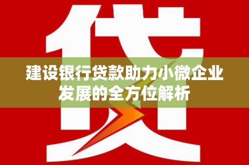南票建设银行贷款助力小微企业发展的全方位解析